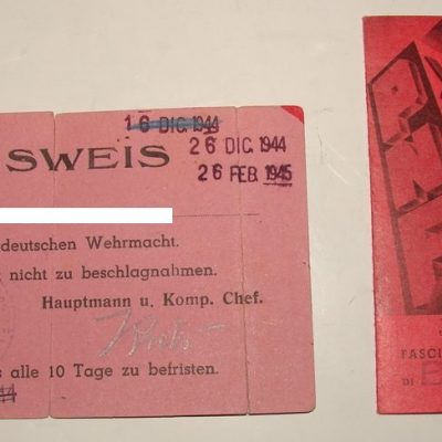 Documents of an Italian in the service of Germany.