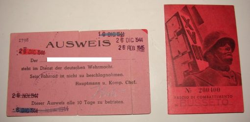 Documents of an Italian in the service of Germany.