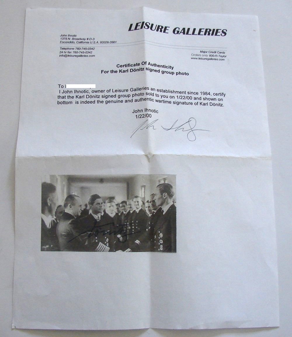 Photo of Admiral Dönitz with his signature - Image 4